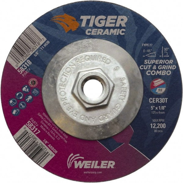 WEILER CORPORATION 58318 5 X 1/8 TIGER CERAMIC T27 COMBO CER30T 5