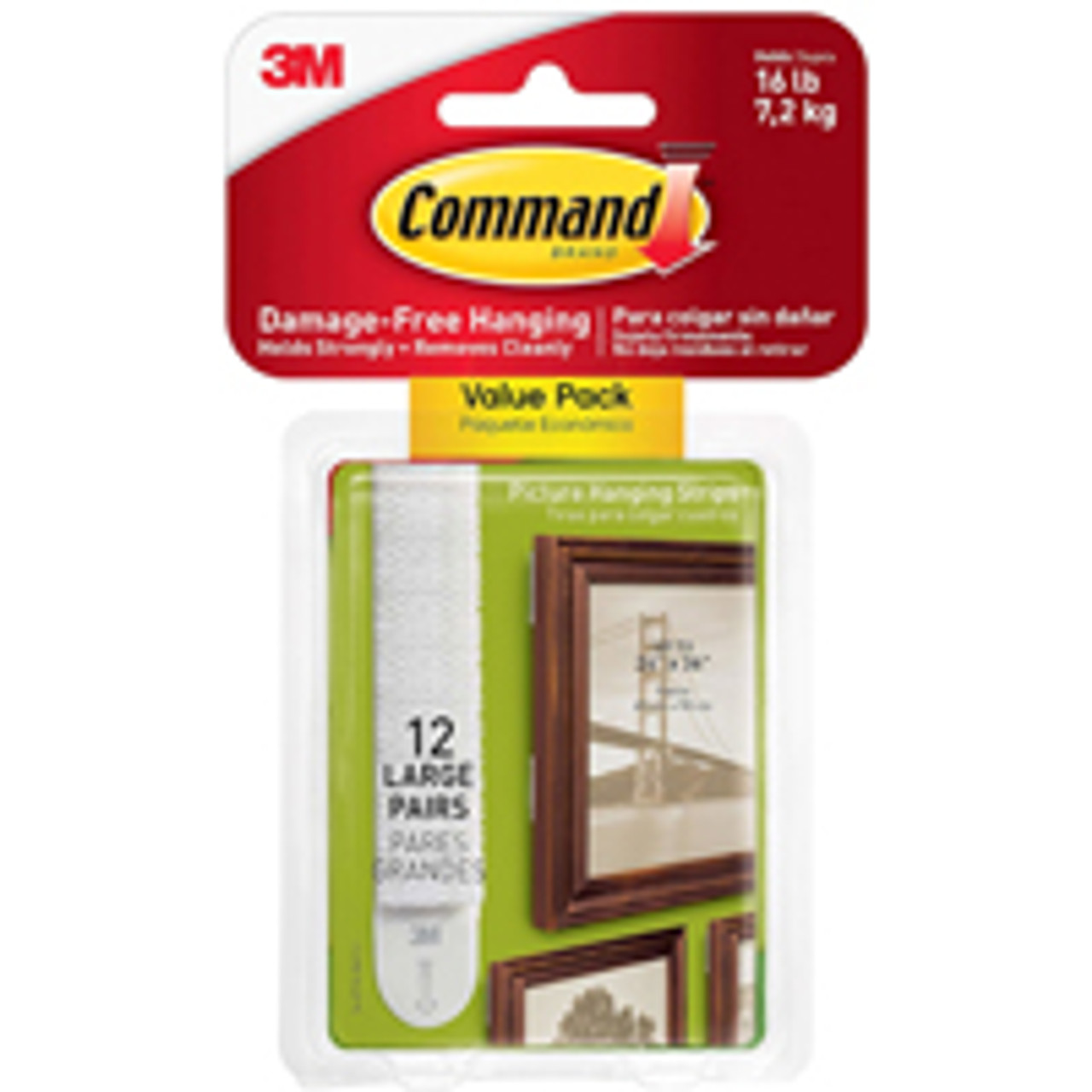 3M 17206-12ES PICTURE HANGING STRIPS, WHITE, LARGE, 12