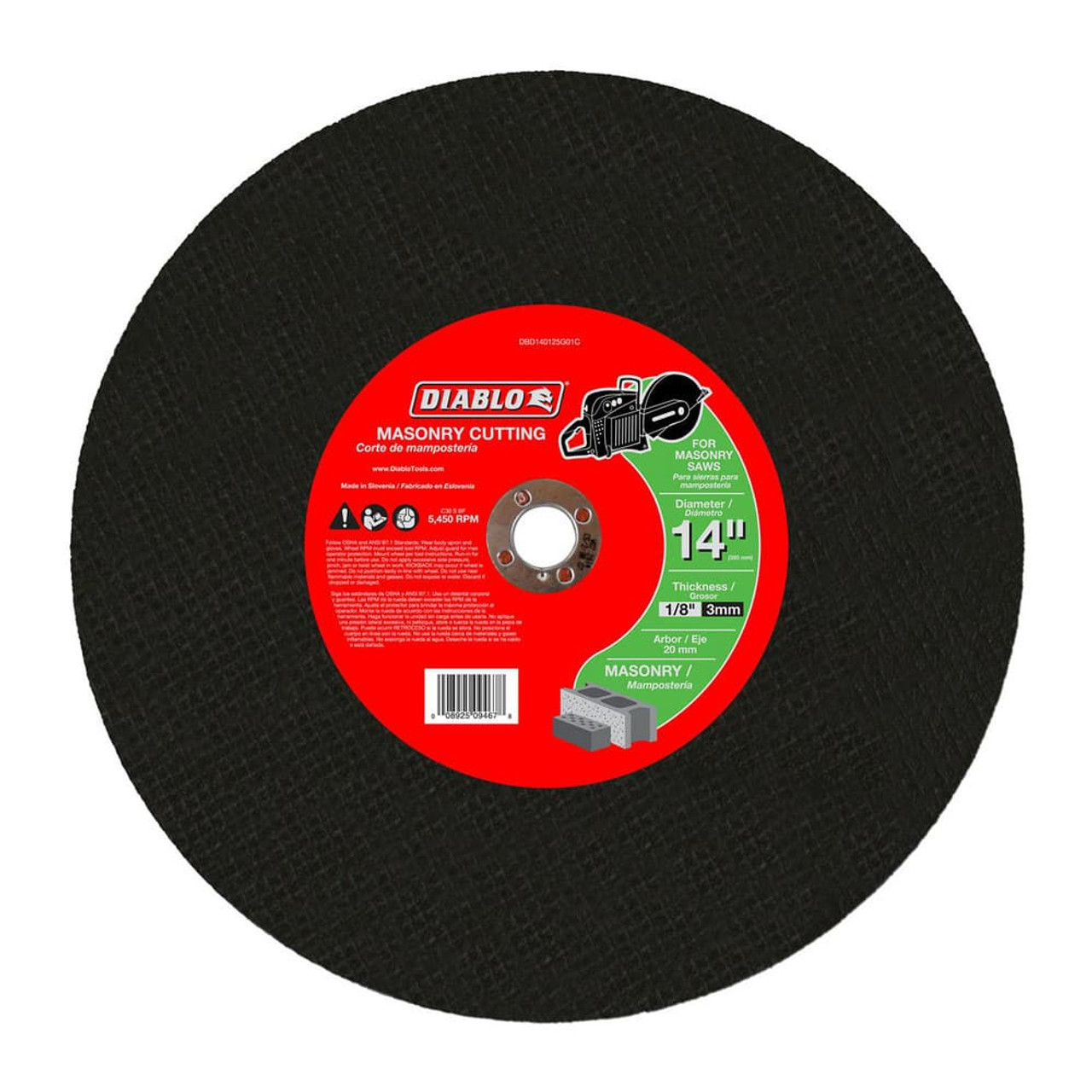 FREUD DBD140125G01C HIGH SPEED MASONRY CUT-OFF DISC, 14 X 1/