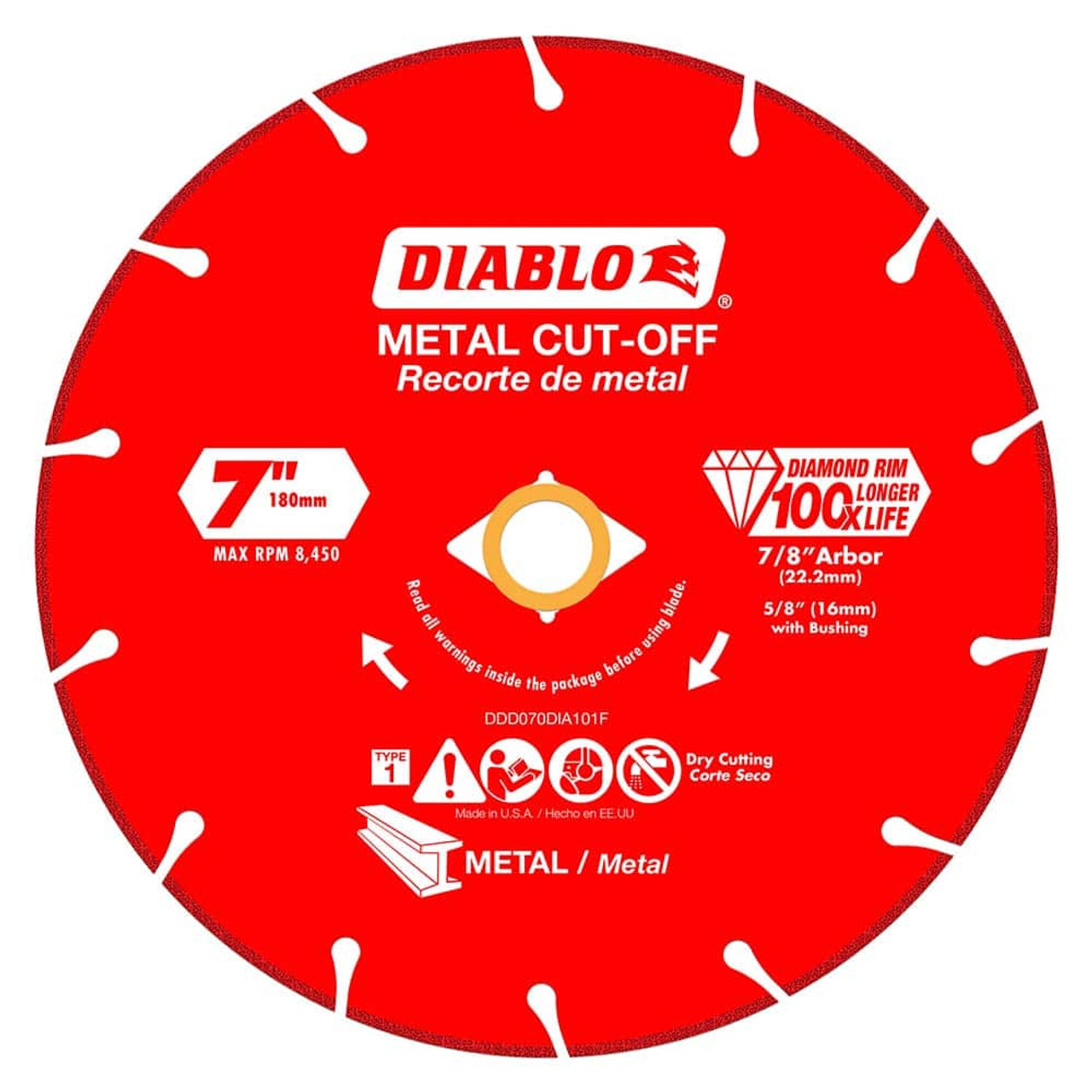 FREUD DDD070DIA101F DIAMOND METAL CUT-OFF WHEEL, 7-IN.