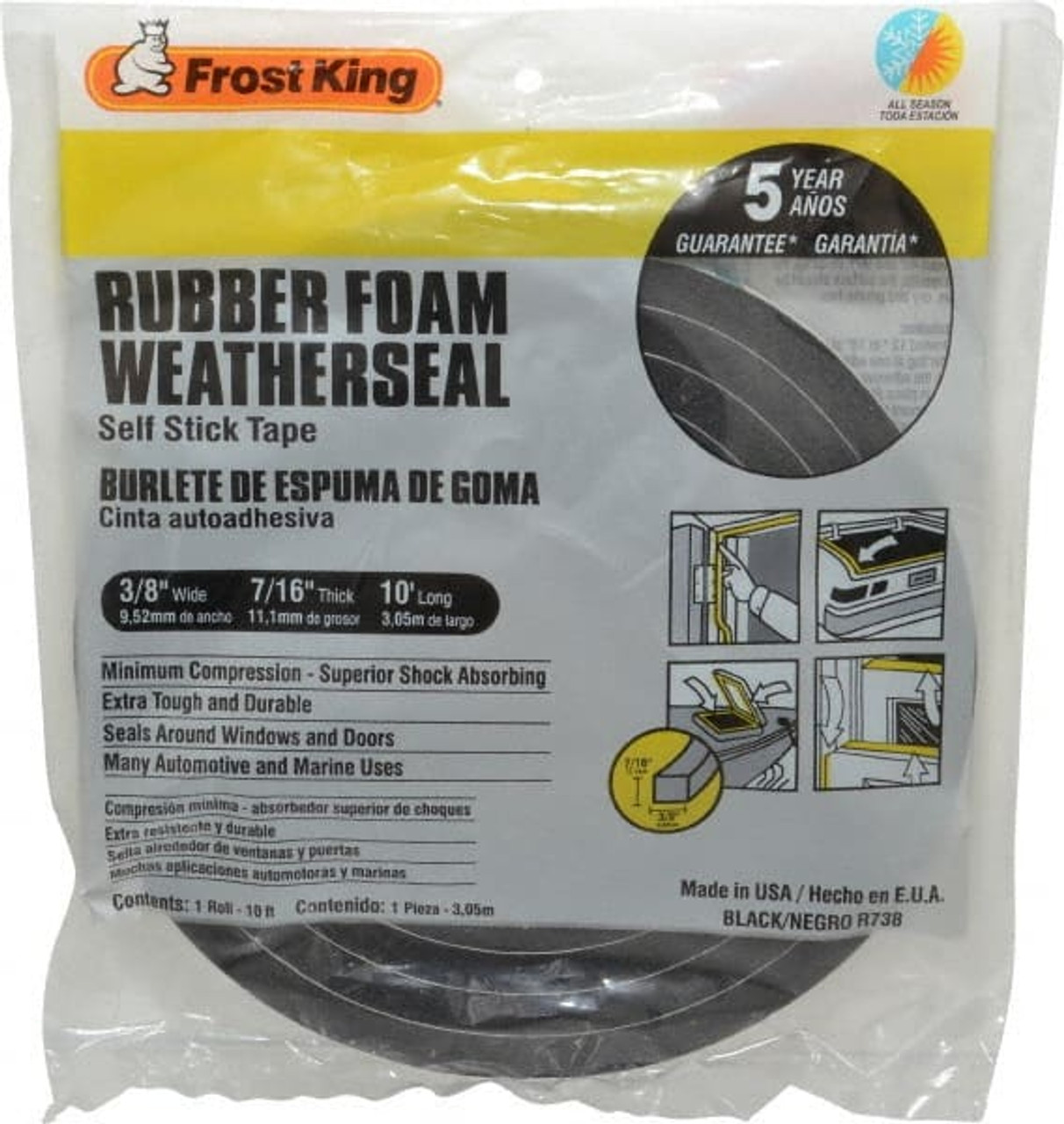 FROST KING R738 DOOR WEATHERSTRIPPING