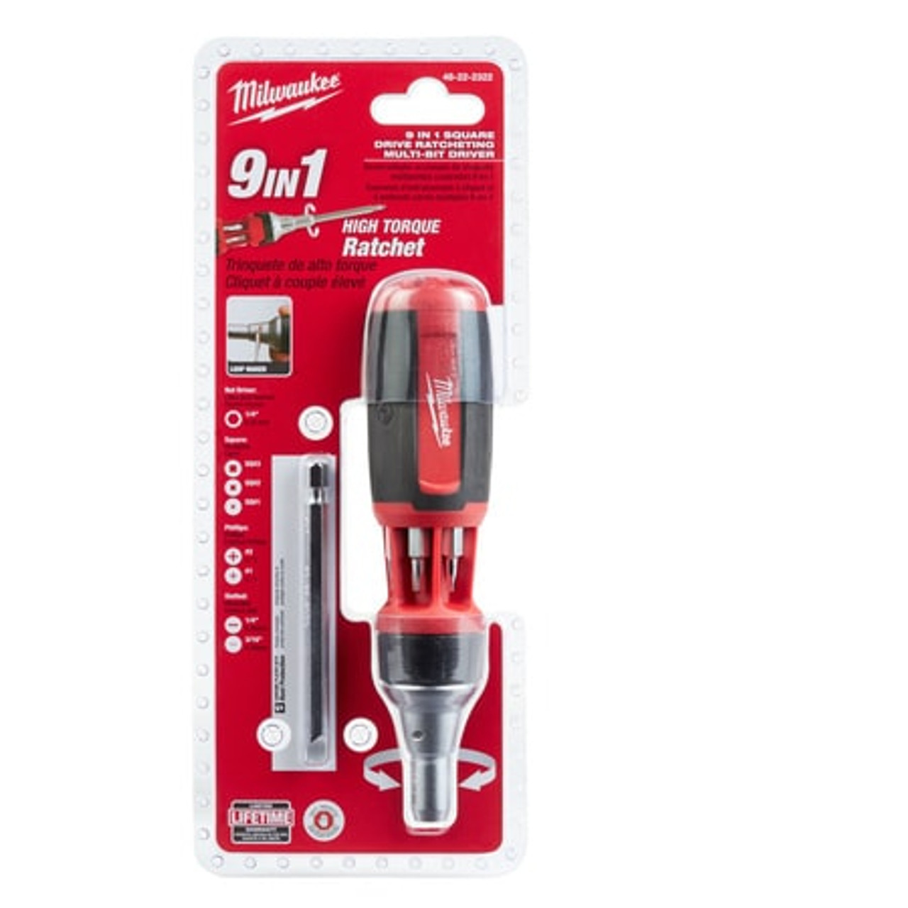 MILWAUKEE ELECTRIC TOOLS 48-22-2322 9-IN-1 SQUARE DRIVE RATCHETING MULTI-BIT
