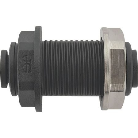 JOHN GUEST PP1208E BULKHEAD UNION BLACK 1/4 TUBE SIZE PK10