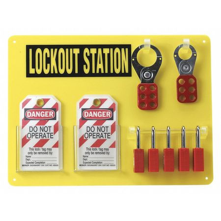 CONDOR USA INC 437R73 LOCKOUT STATION,BLACK/YELLOW,14" H