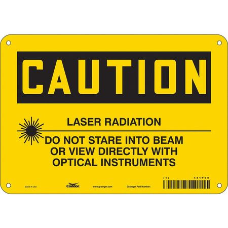 CONDOR USA INC 451P90 LASER WARNING 10 W 7 H 0.032 THICK