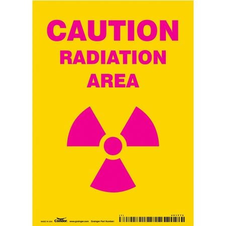 CONDOR USA INC 451Y72 J7007 RADIATION SAFETY SIGN VINYL 7 H