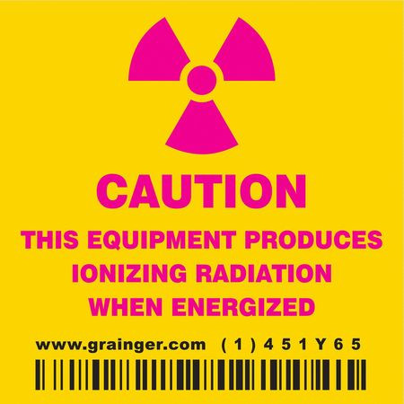 CONDOR USA INC 451Y65 RADIATION SAFETY SIGN VINYL 2-1/4 H