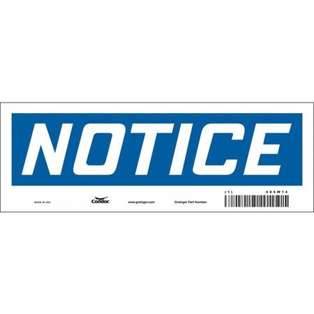CONDOR USA INC 486W14 SAFETY SIGN 10 W 3-1/2 H 0.004 THICK