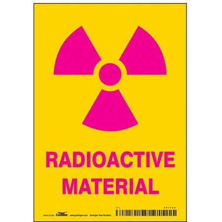 CONDOR USA INC 451Y20 RADIATION SAFETY SIGN VINYL 5 H PK25