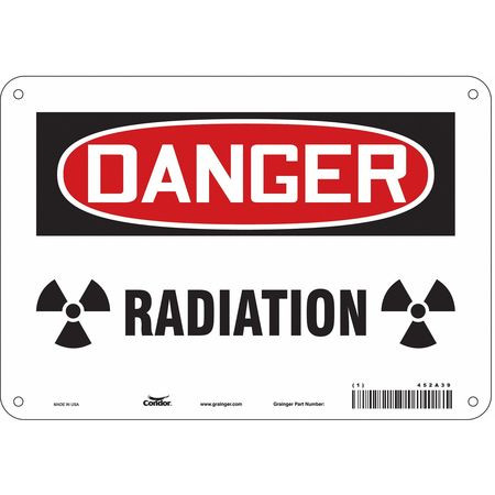 CONDOR USA INC 452A39 RADIATION SAFETY SIGN ALUMINUM 7 H