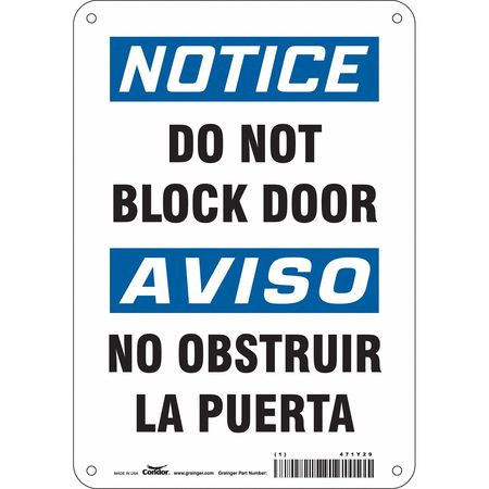 CONDOR USA INC 471Y29 SAFETY SIGN 7 W X 10 H 0.055 THICK