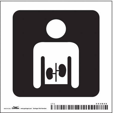 CONDOR USA INC 453K09 HOSPITAL SIGN 4 H X 4 W 0.004 THICK