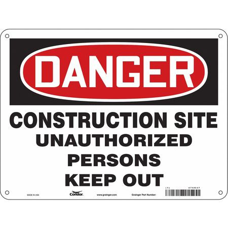 CONDOR USA INC 476K47 SAFETY SIGN 24 WX18 H 0.055 THICKNESS