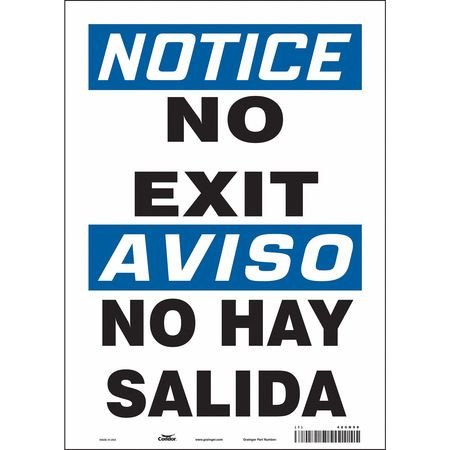 CONDOR USA INC 480N98 SIGN NO EXIT/NO HAY SALIDA 14 X10 