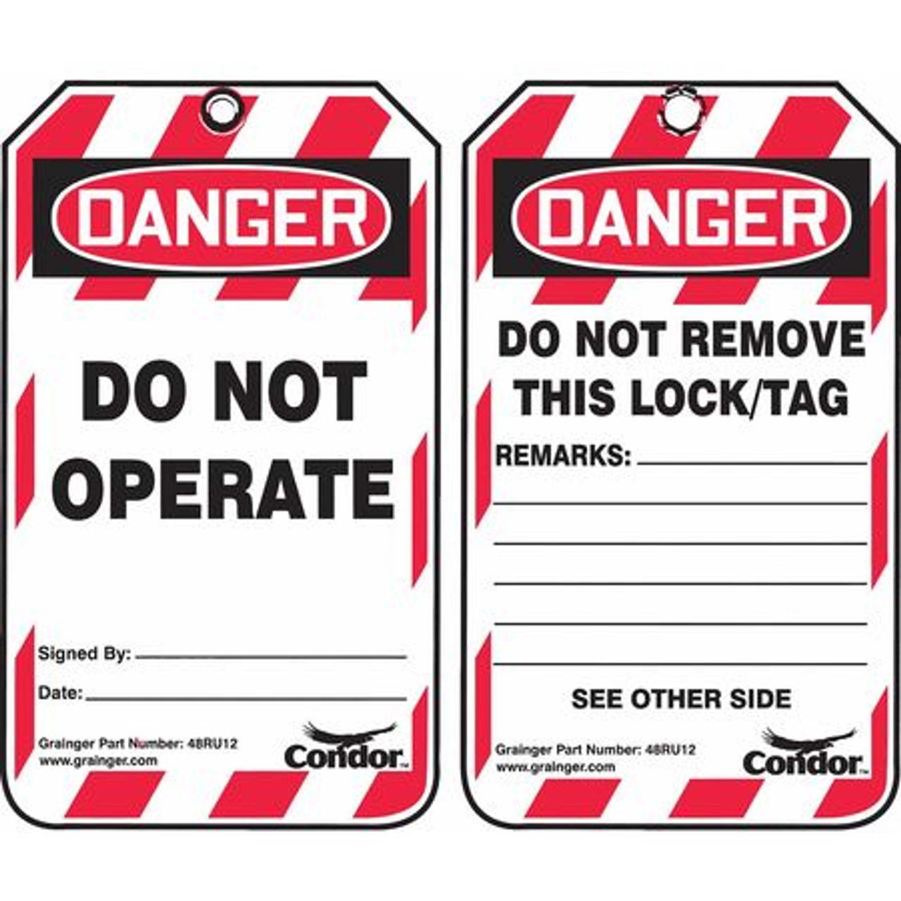 CONDOR USA INC 48RU12 LOCKOUT TAG DANGER DO NOT OPERATE PK100