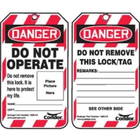 CONDOR USA INC 48RU15 LOCKOUT TAG 5-3/4IN.H 3/8IN.HOLE PK100