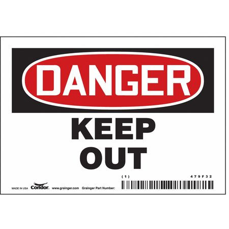 CONDOR USA INC 479F32 SAFETY SIGN 5 W 3-1/2 H 0.004 THICK