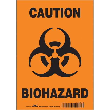 CONDOR USA INC 447X04 BIOHAZARD SIGN 7 W 10 H 0.004 THICK