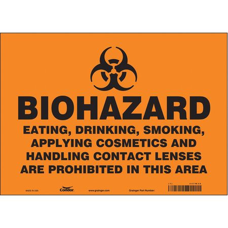 CONDOR USA INC 447W28 BIOHAZARD SIGN 14 W 10 H 0.004 THICK