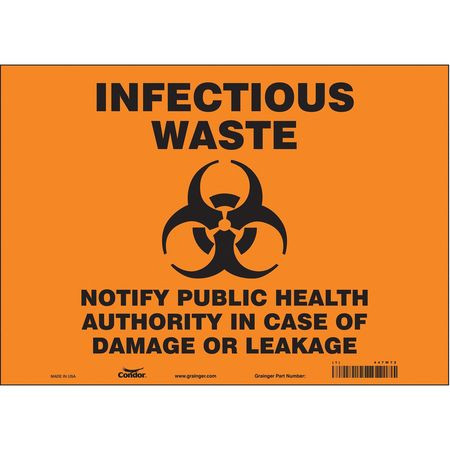 CONDOR USA INC 447W72 BIOHAZARD SIGN 14 W 10 H 0.004 THICK