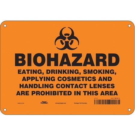 CONDOR USA INC 447W23 BIOHAZARD SIGN 10 W 7 H 0.032 THICK