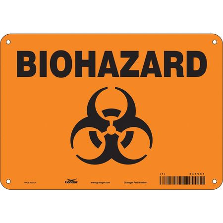 CONDOR USA INC 447V61 BIOHAZARD SIGN 10 W 7 H 0.032 THICK