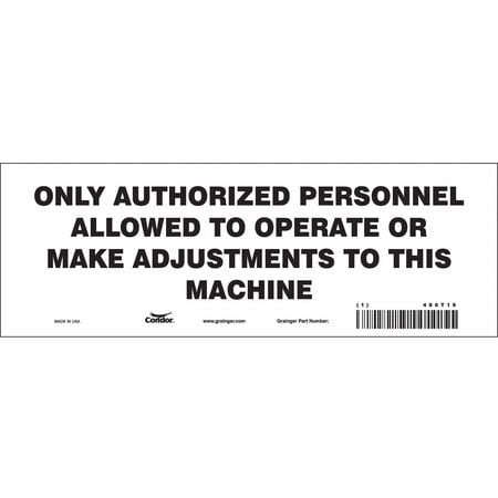 CONDOR USA INC 486T19 SAFETY SIGN 10 W 3-1/2 H 0.004 THICK