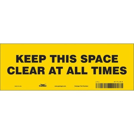 CONDOR USA INC 477J52 SAFETY SIGN 10 W 3-1/2 H 0.004 THICK