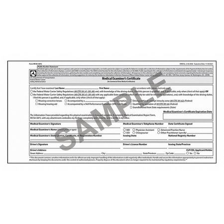 JJ KELLER 47379 MEDICAL EXAMINATION CERTIFICATE ENGLISH