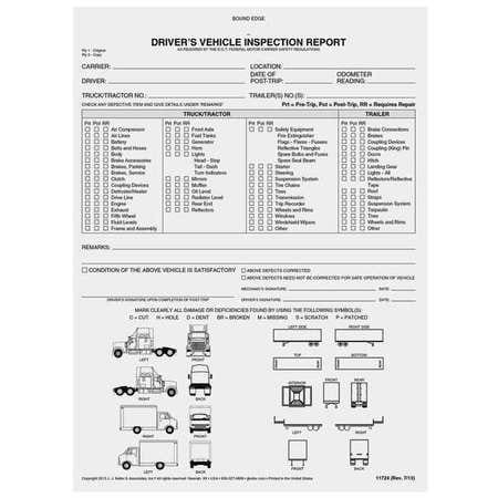 JJ KELLER 11724 DETAILED VEHICLE INSPECTION REPORT