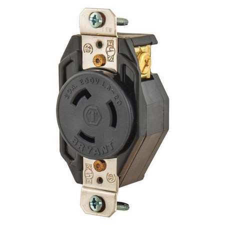 BRYANT 70620FR LOCKING RECEPTACLE BLACK 250VAC 2 HP 20A