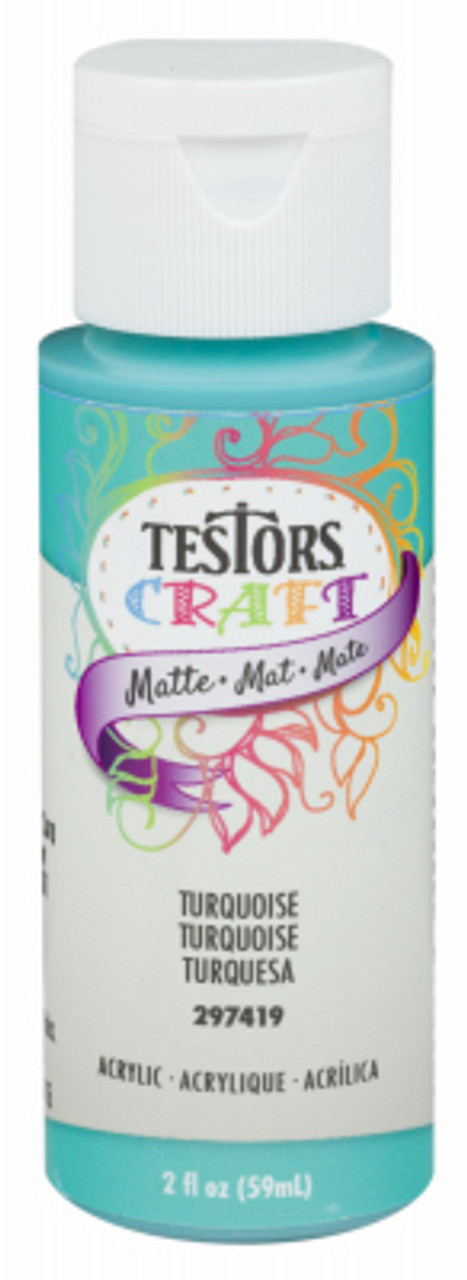TESTOR CORPORATION 297419 ACRYLIC CRAFT PAINT, MATTE TURQUOISE, 2-