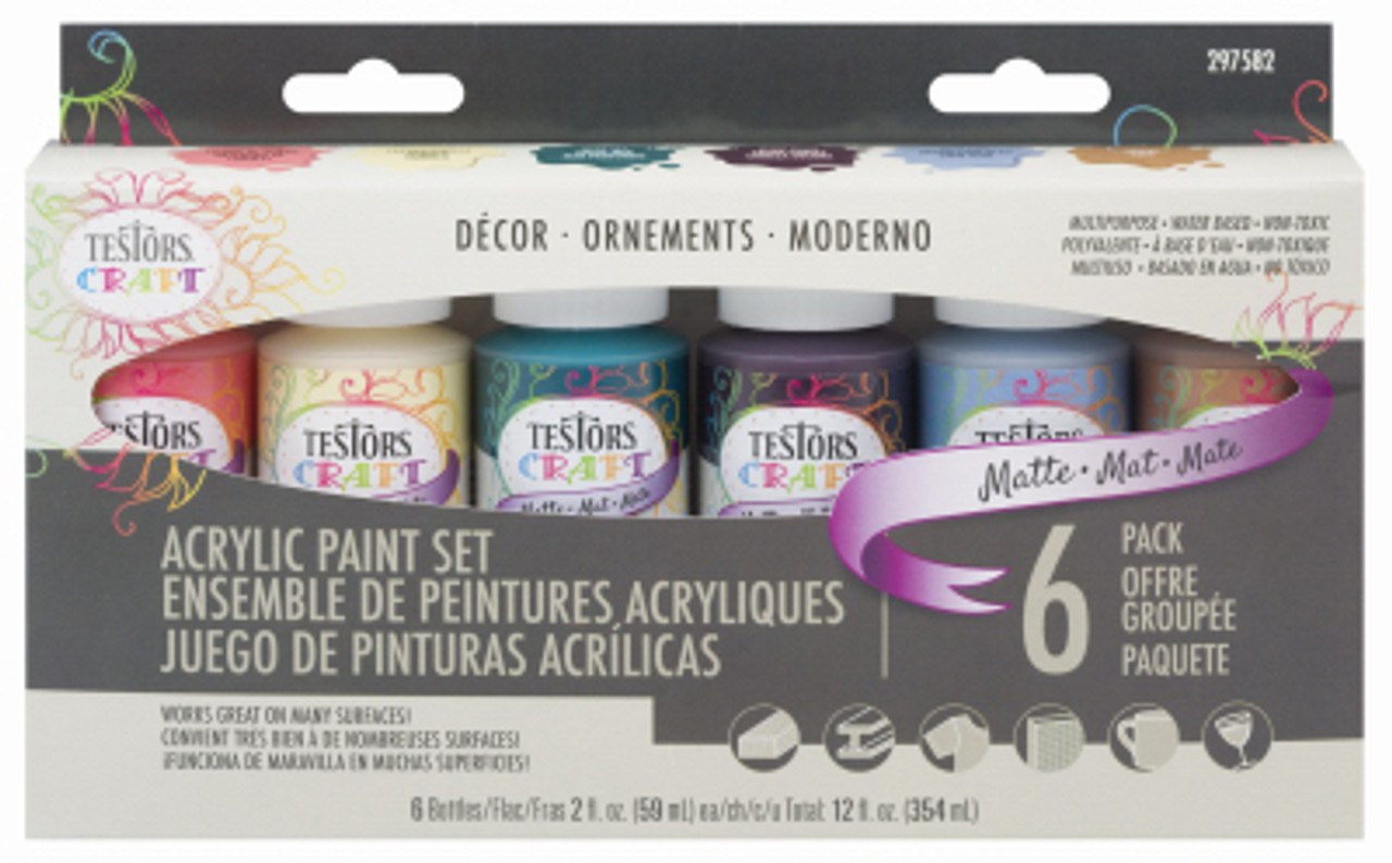 TESTOR CORPORATION 297582 PAINT SET ACRYLIC 6 COLR DECOR