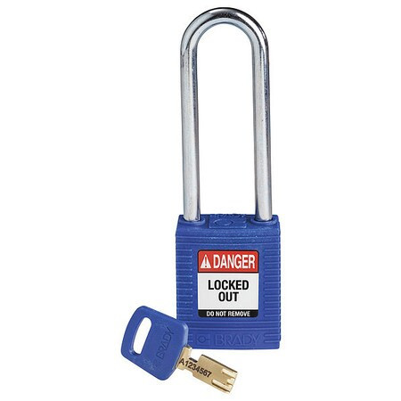 BRADY SPC ABSORBENTS NYL-BLU-76ST-KD NYLON PADLOCK BLU 76MM STEEL SHKL KD
