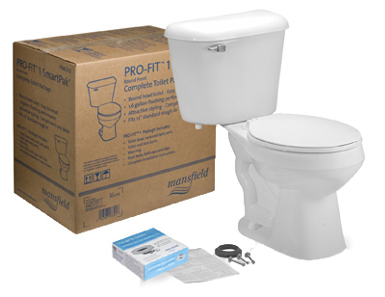 MANSFIELD 130CTK COMPLETE ROUND-FRONT TOILET KIT, WHITE