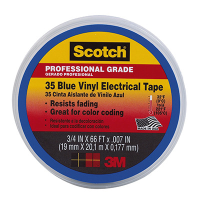 3M 10836-DL-10 ELECTRICAL TAPE, BLUE VINYL, PROFESSIONA