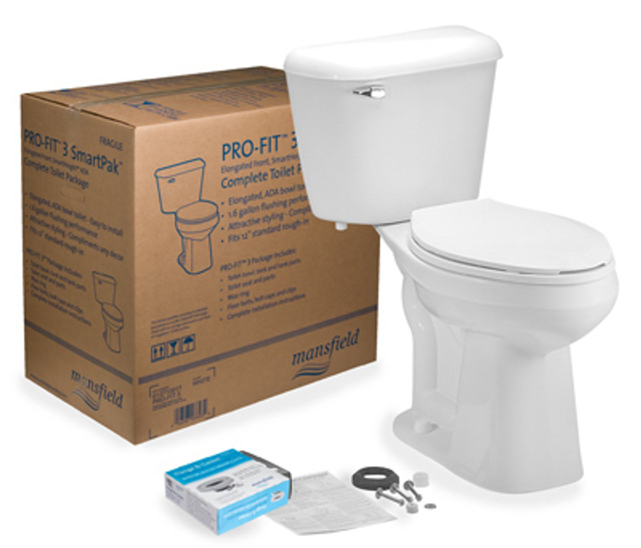 MANSFIELD 137CTK COMPLETE TOILET KIT, ELONGATED FRONT, AD