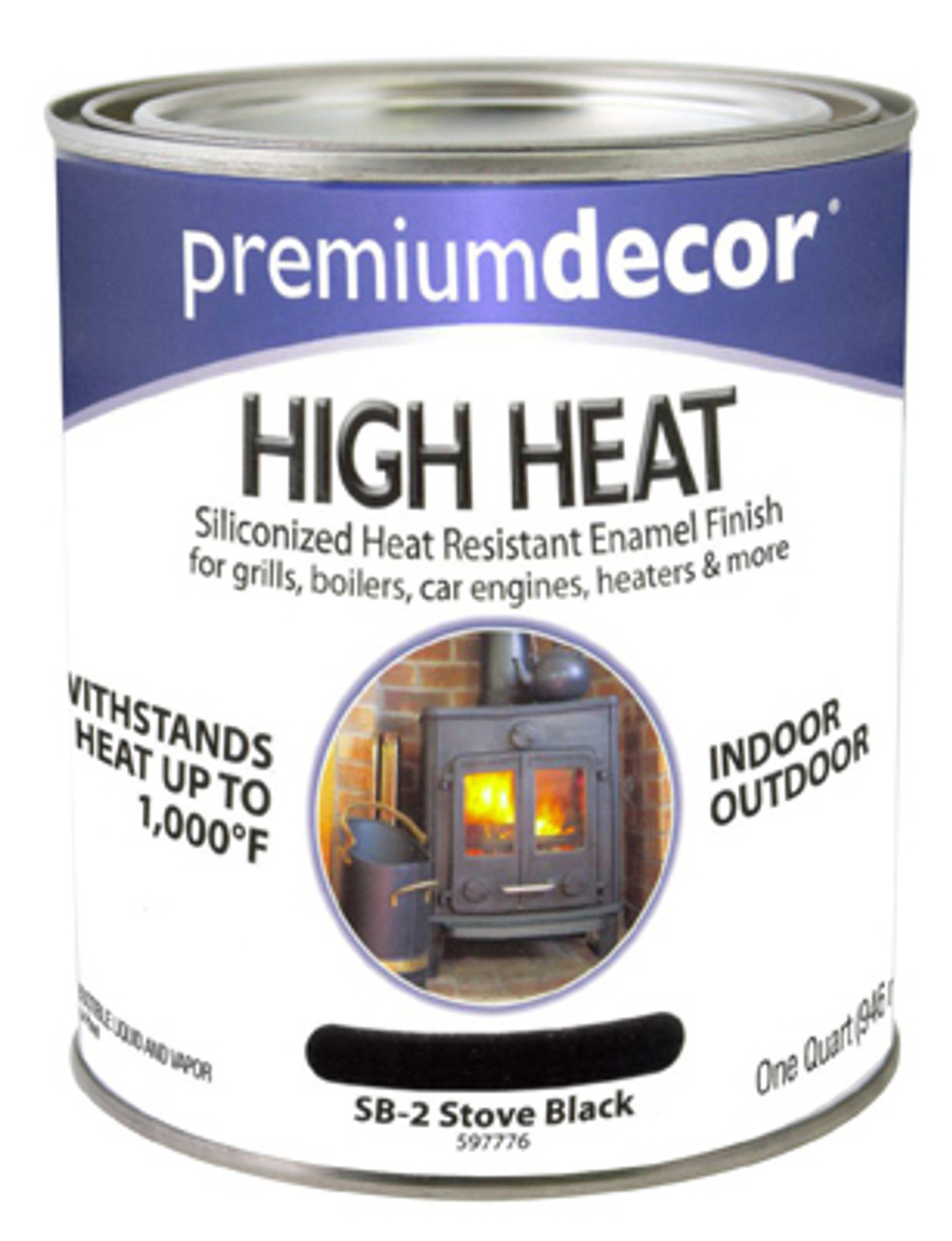 TRUE VALUE MFG COMPANY SB2-QT STOVE PAINT, BLACK, HIGH HEAT, 1-QT.