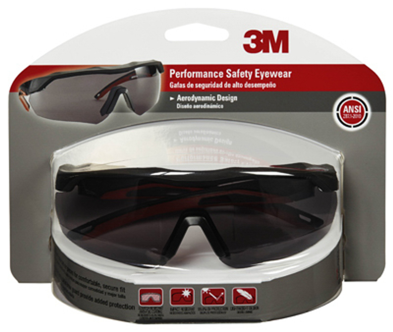 3M 47091H1-DC PERFORMANCE SAFETY GLASSES, BLACK/RED