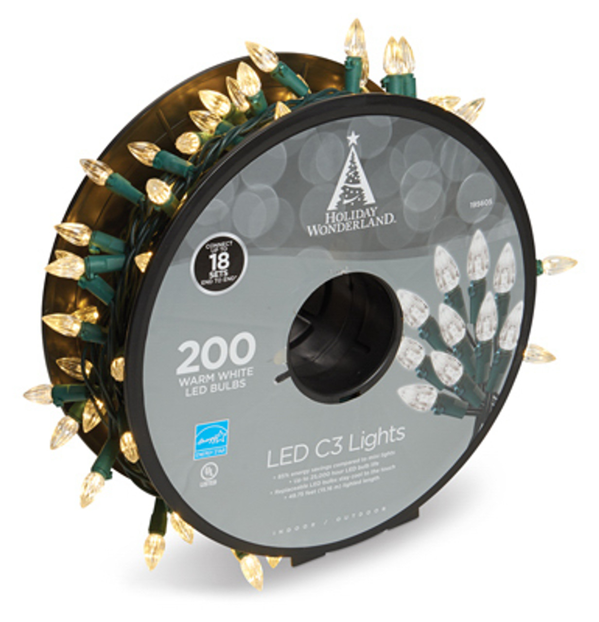 INLITEN LLC-IMPORT 47700-88A CHRISTMAS LED LIGHT SET, C3, WARM WHITE,