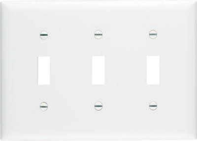 PASS & SEYMOUR TP3WCC12 WHITE 3-TOGGLE OPENING NYLON WALL PLATE