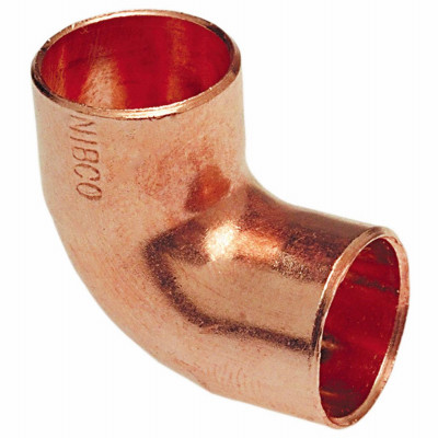 B&K W 01622P10 PIPE FITTING, COPPER ELBOW, 90-DEGREE, 1