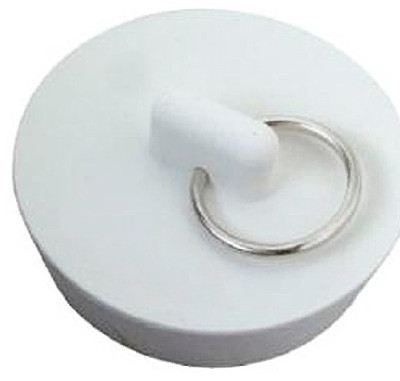 PLUMB SHOP DIV BRASSCRAFT 714-587 SINK STOPPER WITH METAL RING, WHITE, RUB