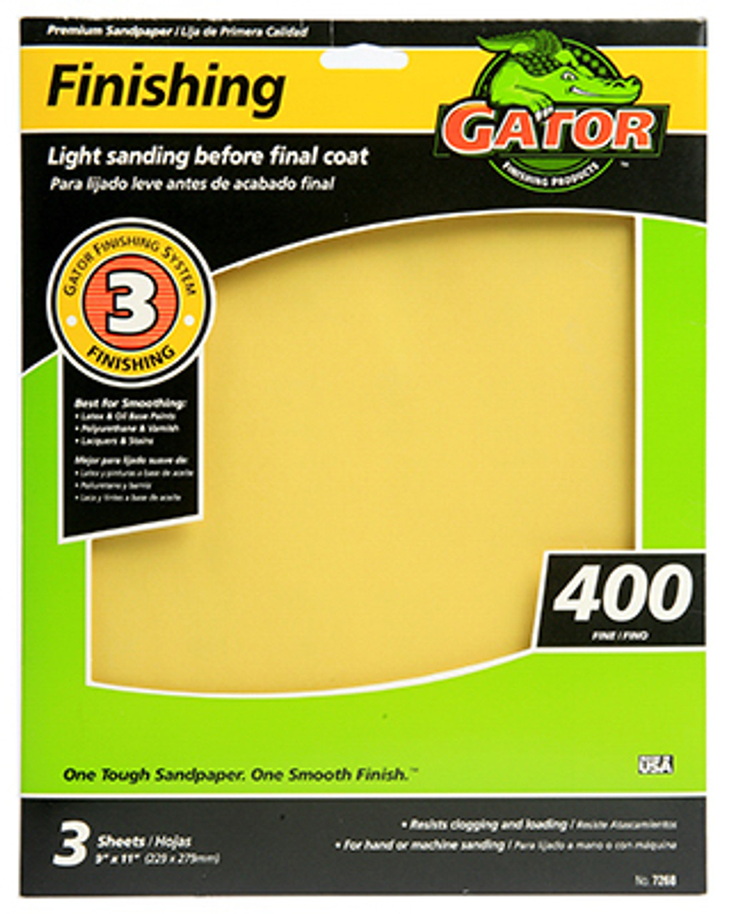 ALI INDUSTRIES 7268 SANDPAPER, 400-GRIT, 9 X 11-IN., 3-PK.