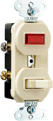PASS & SEYMOUR 692IGCC6 SINGLE-POLE SWITCH/PILOT LIGHT, 15-AMP, 