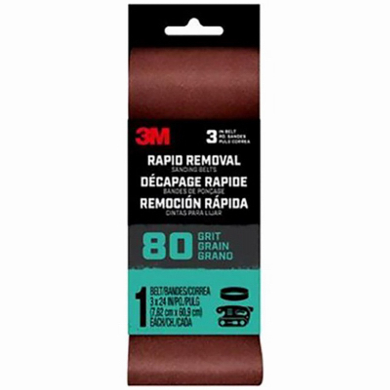 3M BELT3X211PK80 POWER SANDING BELT, 80-GRIT, 3 X 21-IN.