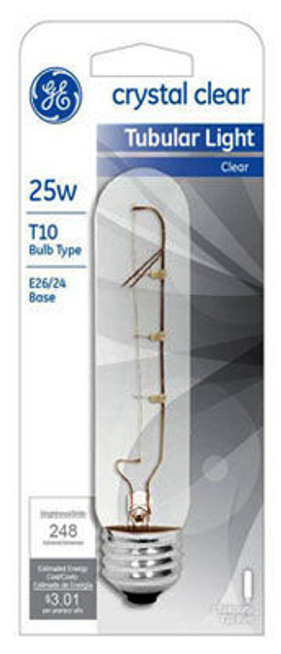 GENERAL ELECTRIC 45144 25-WATT CLEAR TUBULAR LIGHT BULB, MEDIUM