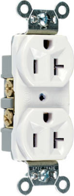 PASS & SEYMOUR CR20WCC12 DUPLEX OUTLET, HEAVY-DUTY, WHITE, 125-VO