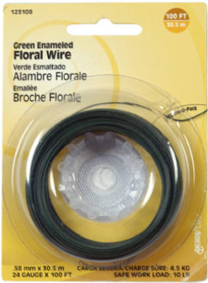 HILLMAN GROUP 123108 24-GAUGE GREEN FLORAL WIRE, 100-FT.