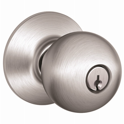 SCHLAGE F51A ORB 626 ORBIT-DESIGN ENTRY LOCKSET, SATIN CHROME